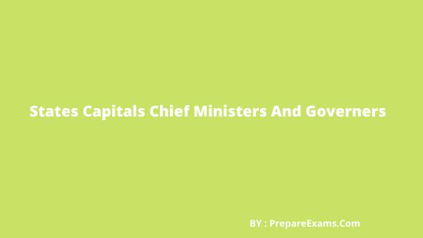 States Capitals Chief Ministers And Governers