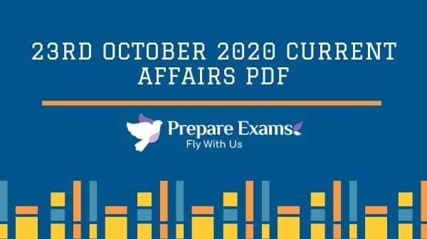 23rd October 2020 Current Affairs Pdf