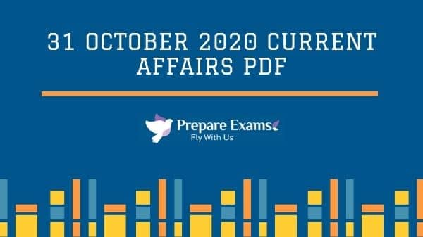 31 October 2020 Current Affairs Pdf