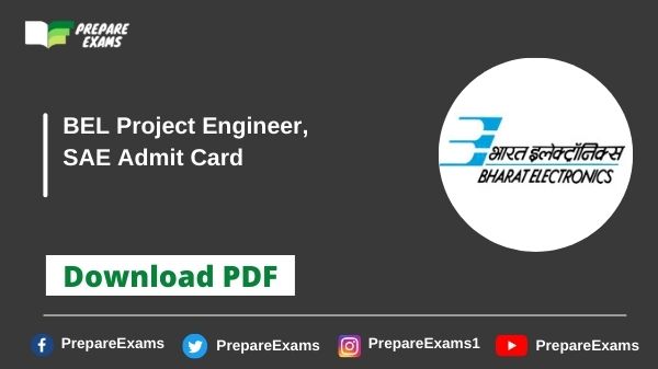 BEL Project Engineer, SAE Admit Card
