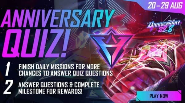 Free Fire 4th anniversary quiz answers 25th August 2021