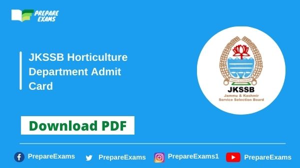 JKSSB Horticulture Department Admit Card