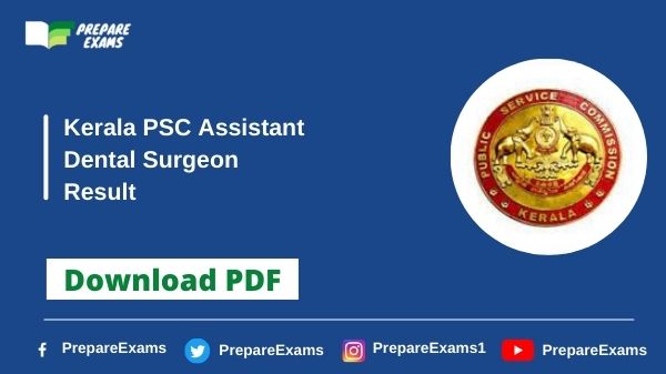 Kerala PSC Assistant Dental Surgeon Result