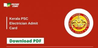 Kerala PSC Electrician Admit Card