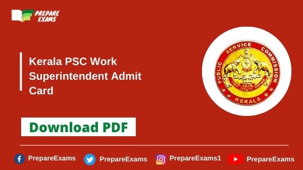 Kerala PSC Work Superintendent Admit Card