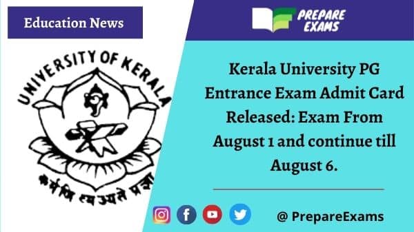 Kerala University PG Entrance Exam Admit Card Released