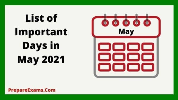 List of Important Days in May 2021