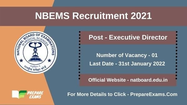 NBEMS Recruitment 2021: Apply for Executive Director Posts