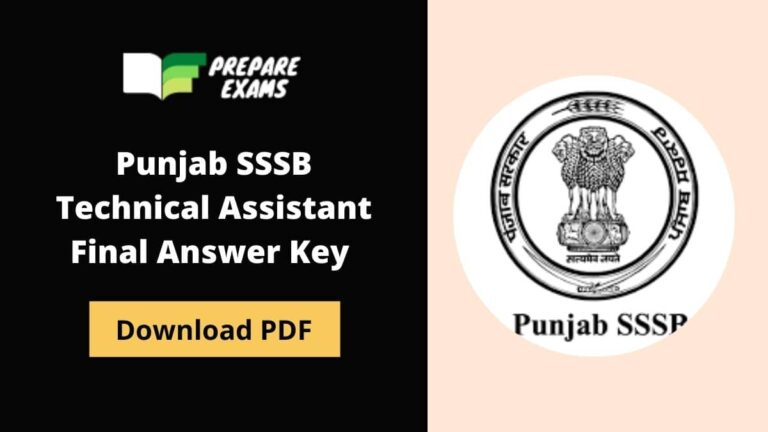 Punjab SSSB Technical Assistant Final Answer Key 2021