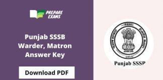 Punjab SSSB Warder, Matron Final Answer Key