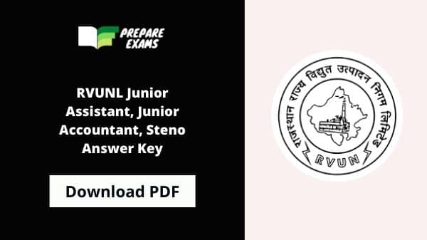RVUNL Junior Assistant, Junior Accountant, Steno Answer Key