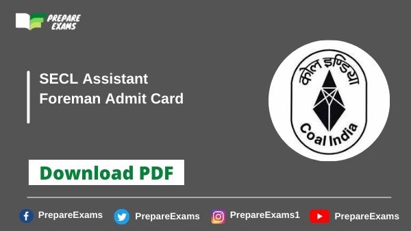 SECL Assistant Foreman Admit Card