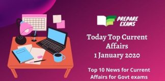 Today Top Current Affairs 1 January 2020