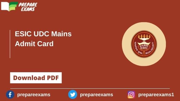 ESIC UDC Mains Admit Card - PrepareExams