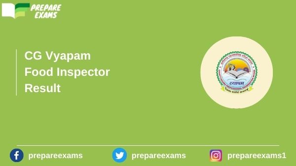 CG Vyapam Food Inspector Result - PrepareExams