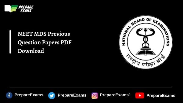 NEET MDS Previous Question Papers PDF Download