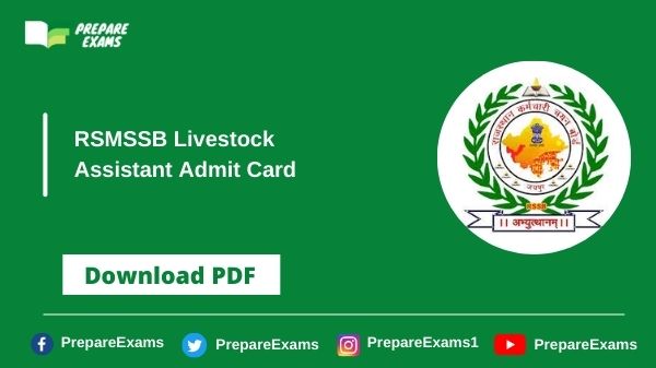 RSMSSB Livestock Assistant Admit Card