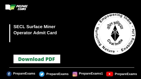 SECL Surface Miner Operator Admit Card