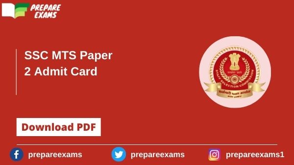 SSC MTS Paper 2 Admit Card - PrepareExams