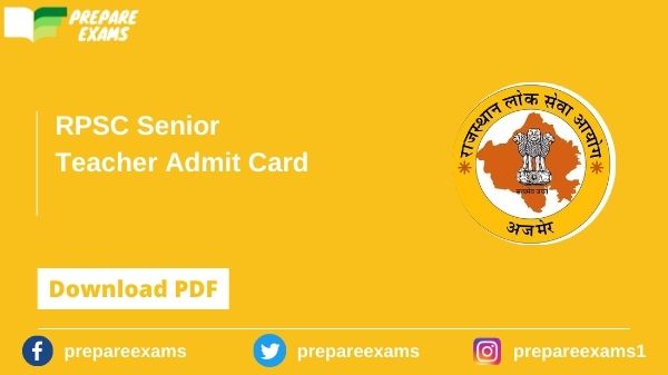RPSC Senior Teacher Admit Card - PrepareExams