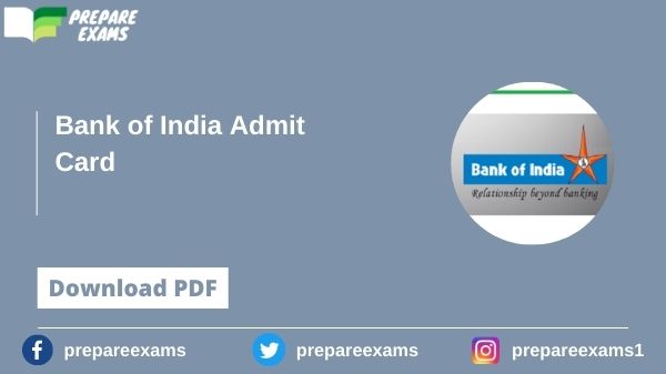 Bank of India Admit Card - PrepareExams