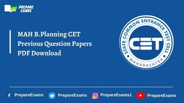 MAH B.Planning CET Previous Question Papers PDF Download
