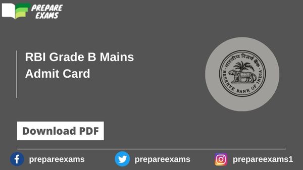 RBI Grade B Mains Admit Card - PrepareExams