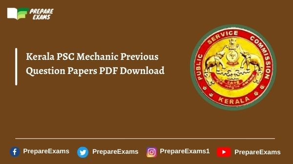 Kerala PSC Mechanic Previous Question Papers PDF Download