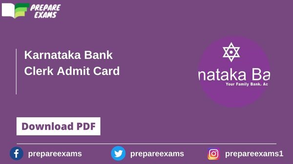 Karnataka Bank Clerk Admit Card - PrepareExams
