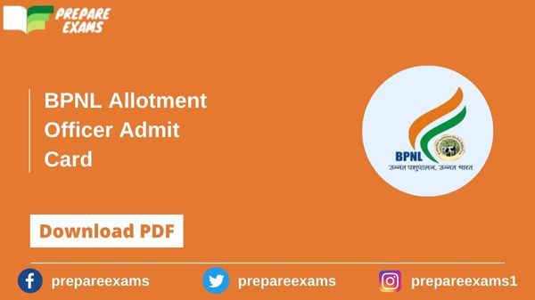 BPNL Allotment Officer Admit Card - PrepareExams