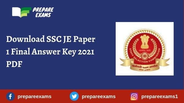 Download SSC JE Paper 1 Final Answer Key 2021 PDF