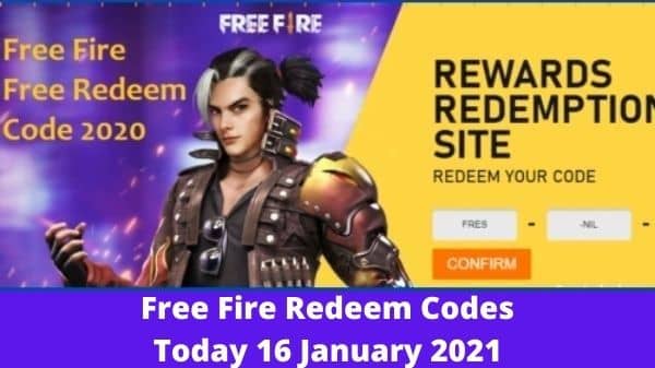 Free Fire Redeem Codes Today 16 January 2021