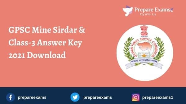 GPSC Mine Sirdar & Class-3 Answer Key 2021 Download
