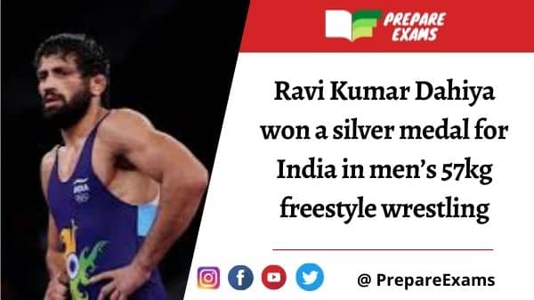 Ravi Kumar Dahiya won a silver medal for India in men’s 57kg freestyle wrestling