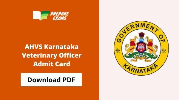 AHVS Karnataka Veterinary Officer Admit Card