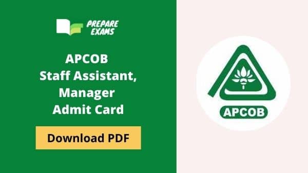 APCOB Staff Assistant, Manager Admit Card