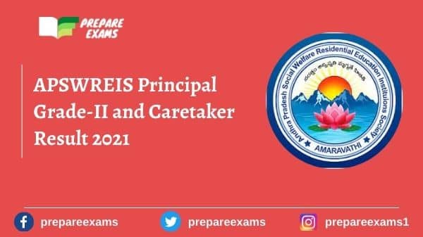 APSWREIS Principal Grade-II and Caretaker Result 2021