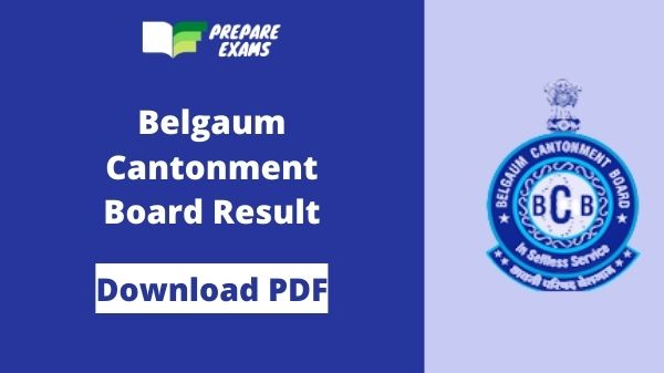 Belgaum Cantonment Board Result 2021