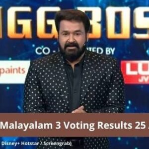 Bigg Boss Malayalam 3 Voting Results 25 April 2021