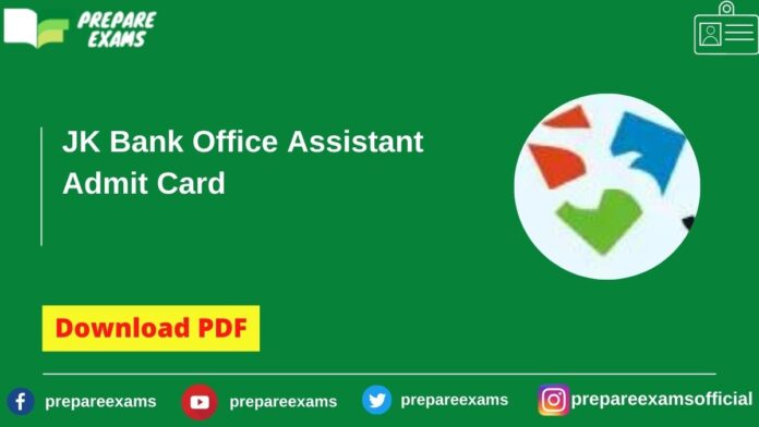 JK Bank Office Assistant Admit Card