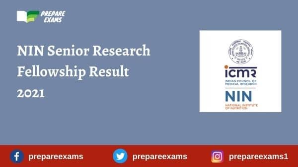 NIN Senior Research Fellowship Result 2021