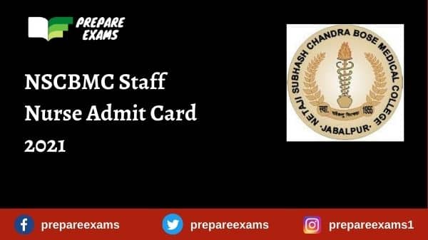 NSCBMC Staff Nurse Admit Card 2021