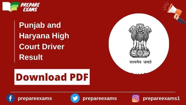 Punjab and Haryana High Court Driver Result 2021