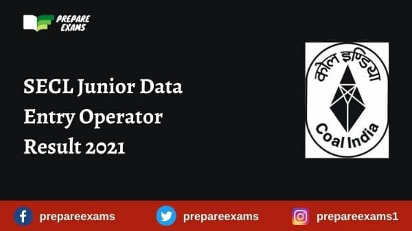 SECL Junior Data Entry Operator Result 2021