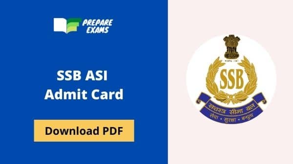 SSB ASI Admit Card