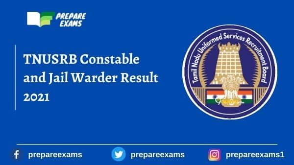 TNUSRB Constable and Jail Warder Result 2021