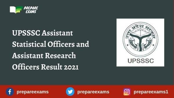 UPSSSC Assistant Statistical Officers and Assistant Research Officers Result 2021