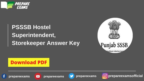 PSSSB Hostel Superintendent, Storekeeper Answer Key - PrepareExams