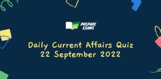 Daily Current Affairs Quiz 22 September 2022