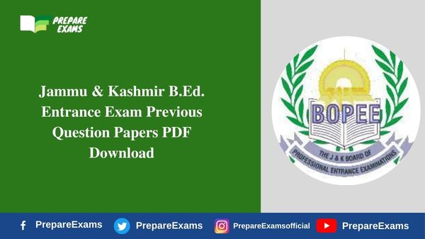 Jammu & Kashmir B.Ed. Entrance Exam Previous Question Papers PDF Download